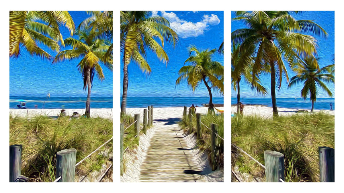 "Beach Walk Triptych" - Backyards of Key West Gallery