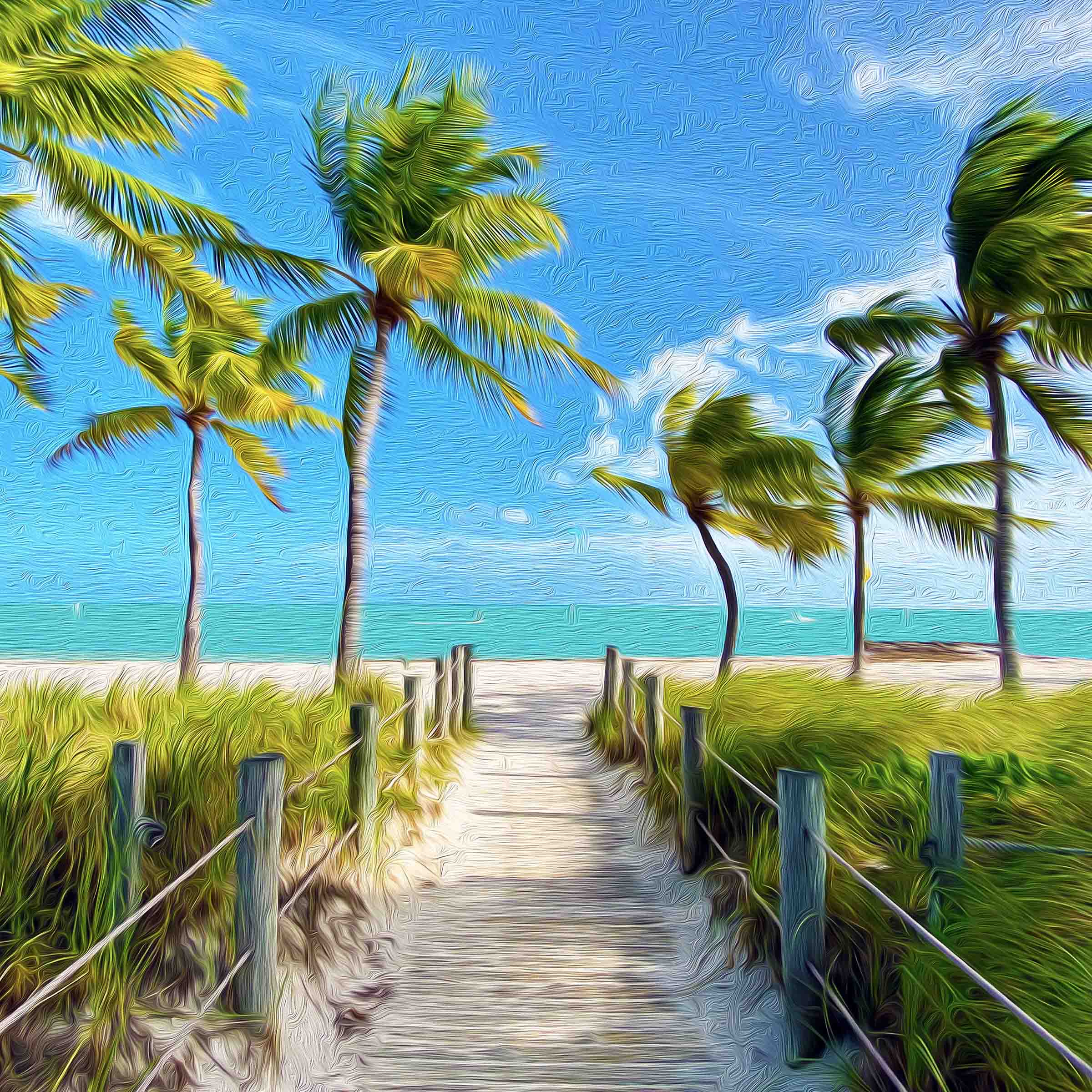 Windy Summer Smathers Beach Canvas Print | Key West Wall Art