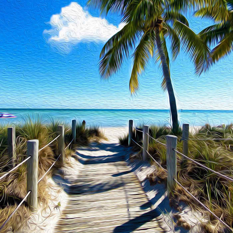 Late Afternoon coastal palm tree artwork