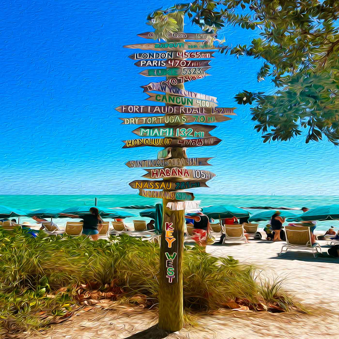 Fort Zach Beach Directional Signs - A Key West Art Gallery