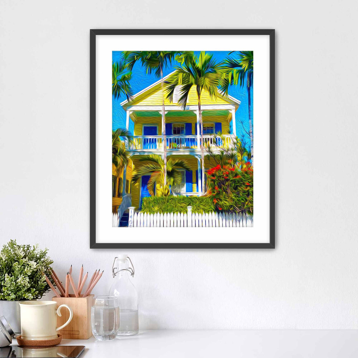 Yellow & Blue Matted Print