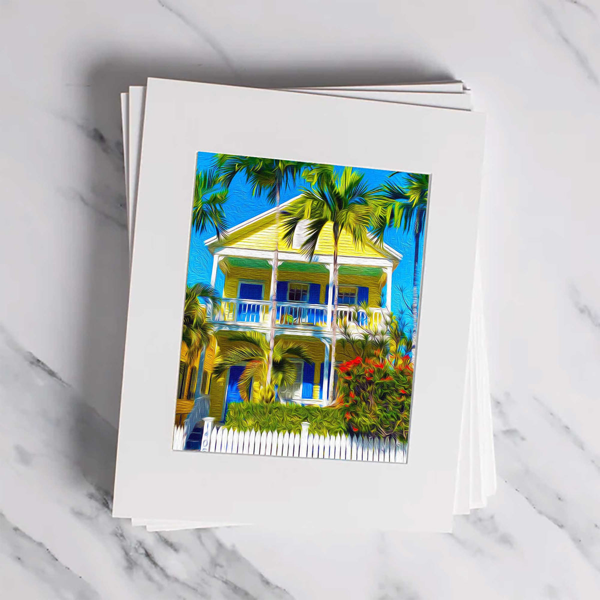 Yellow & Blue Matted Print