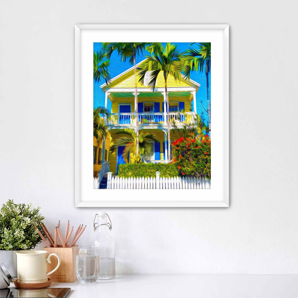 Yellow & Blue Matted Print