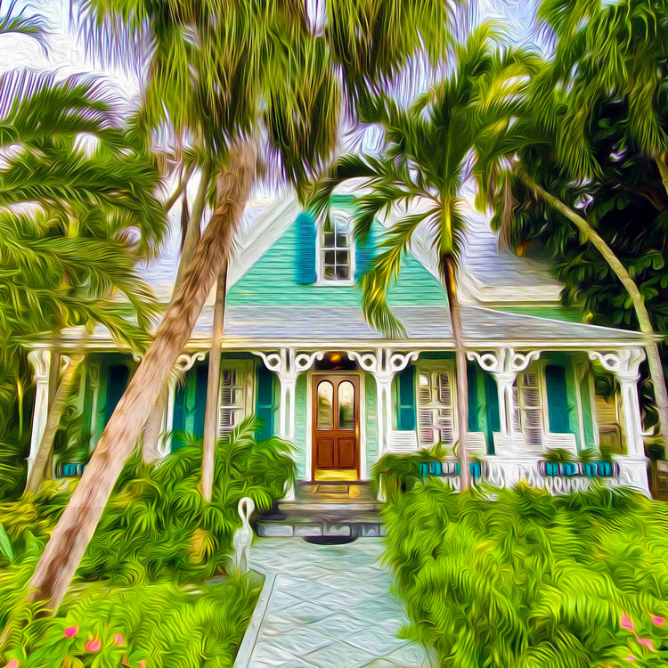 Colorful Key West cottage artwork from New Baby Blue