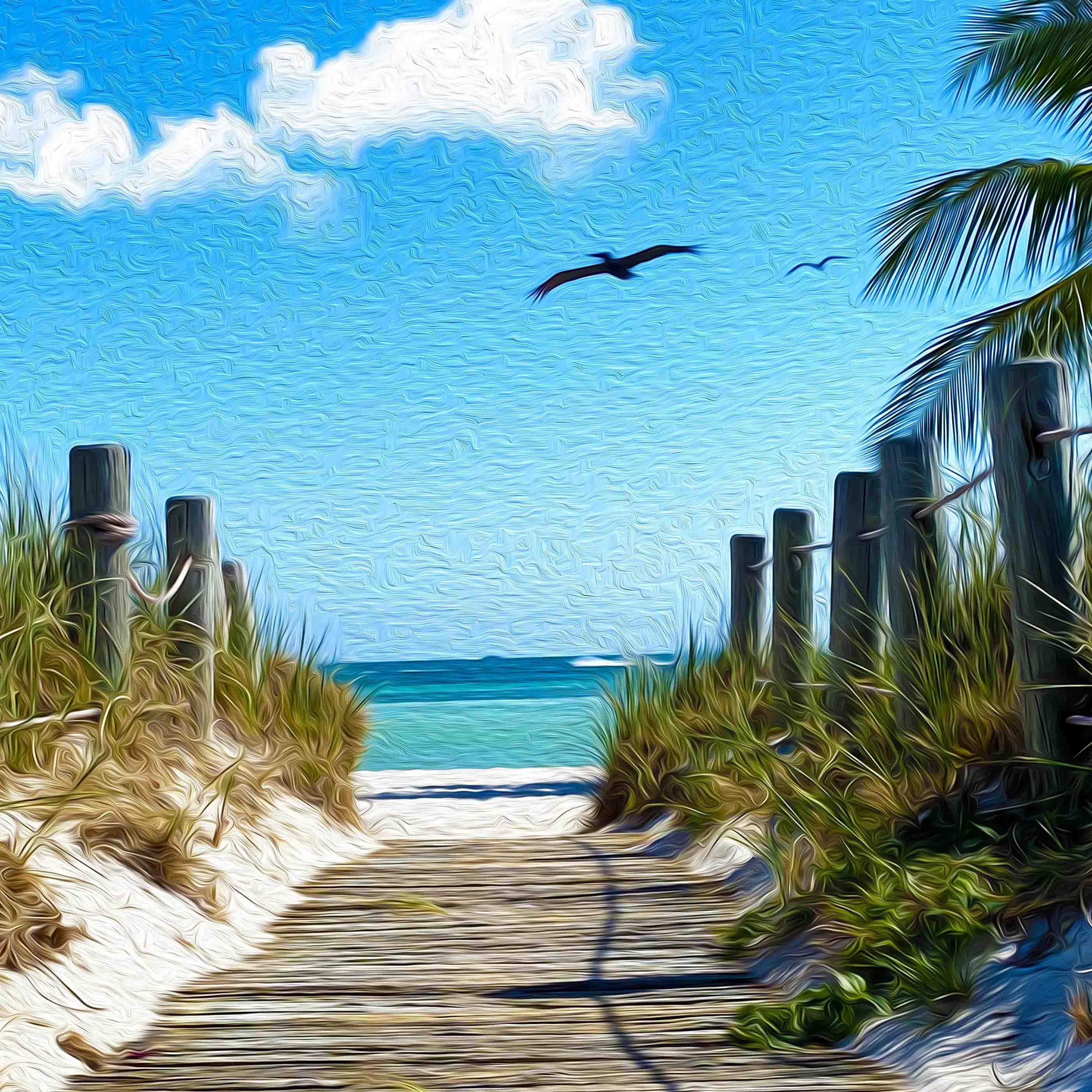 Smathers Beach with Boardwalk | A Backyards of Key West Art